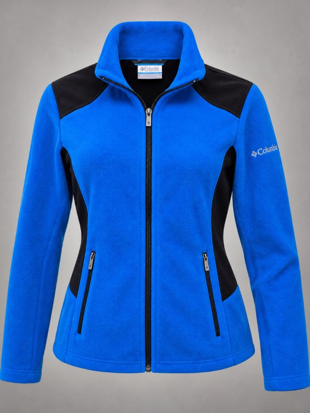 COLUMBIA Full Zip Fleece Women Jacket Blue Macaw Black Active Size M